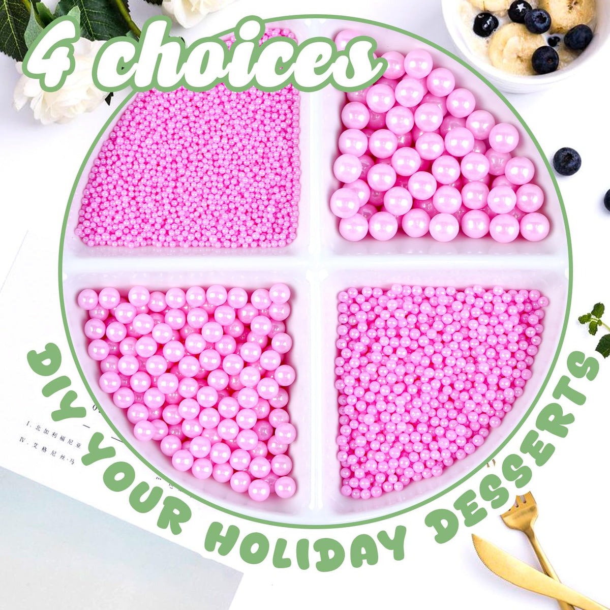 Dazzjoy Edible Pink Pearls Sugar Sprinkles, 150g/5.29oz, Pink Pearl Sprinkles for Cake Decorating