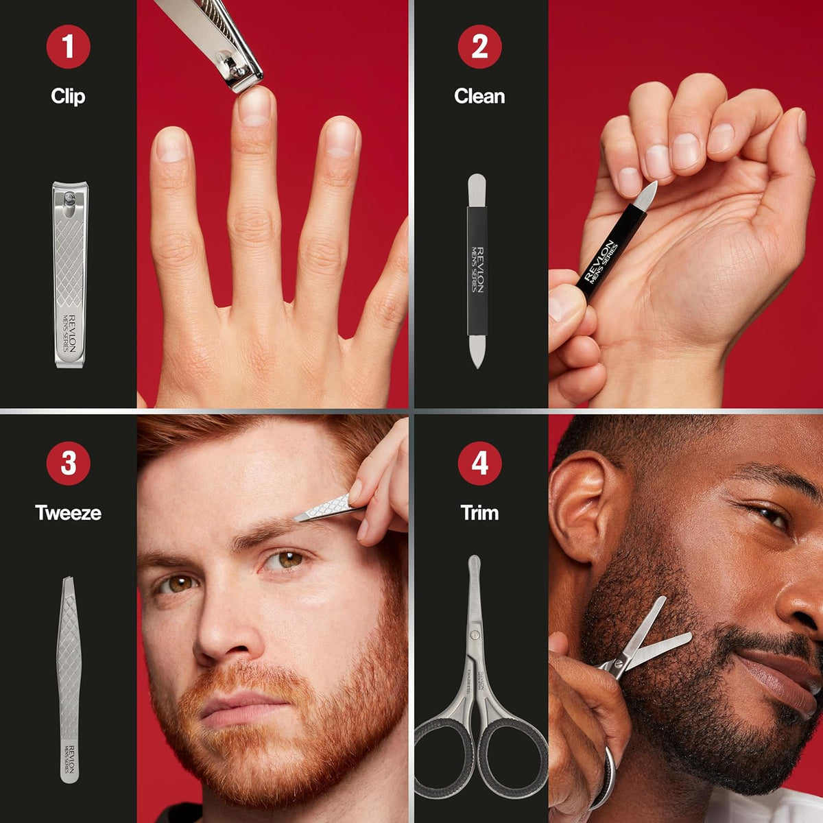 Revlon Men's Grooming Kit, 5-Piece Travel Essentials Set, Includes Nail Clippers, Scissors, File