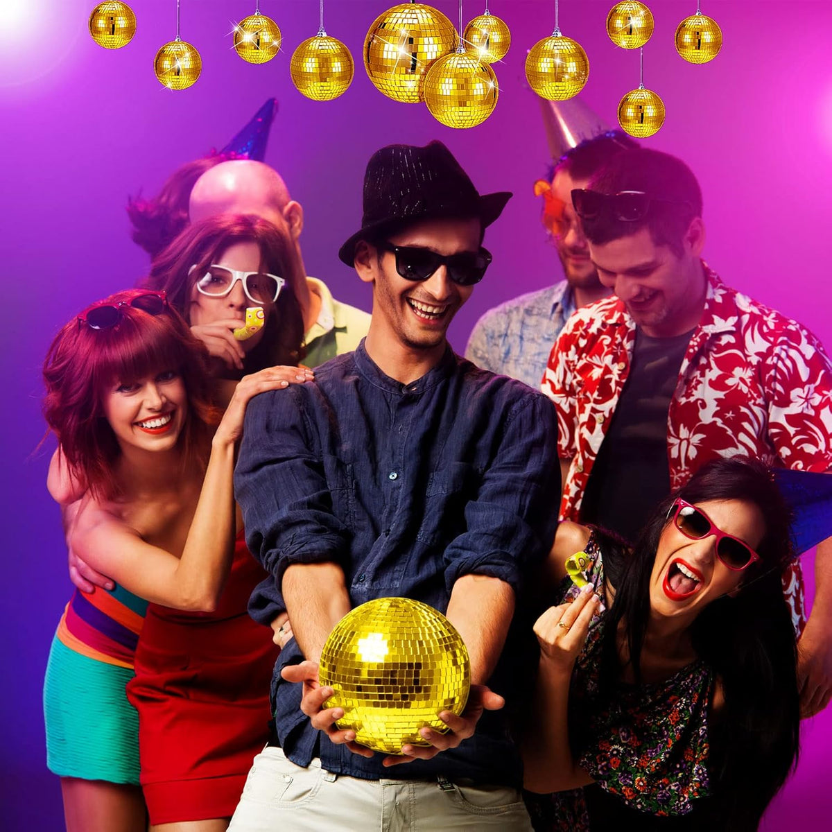 WILLBOND 12 Pack Disco Ball Mirror Ball with Hanging Ring for Fun Retro Disco Party Decorations