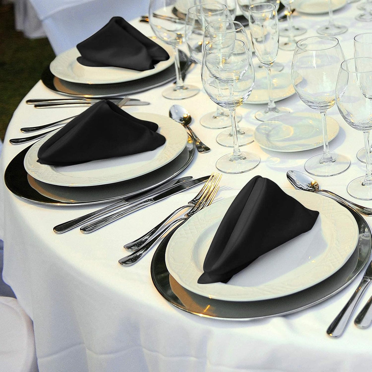 ANECO 12 Pieces Satin Napkins Soft Dinner Napkins Square Table Napkins 17 x 17 Inches for