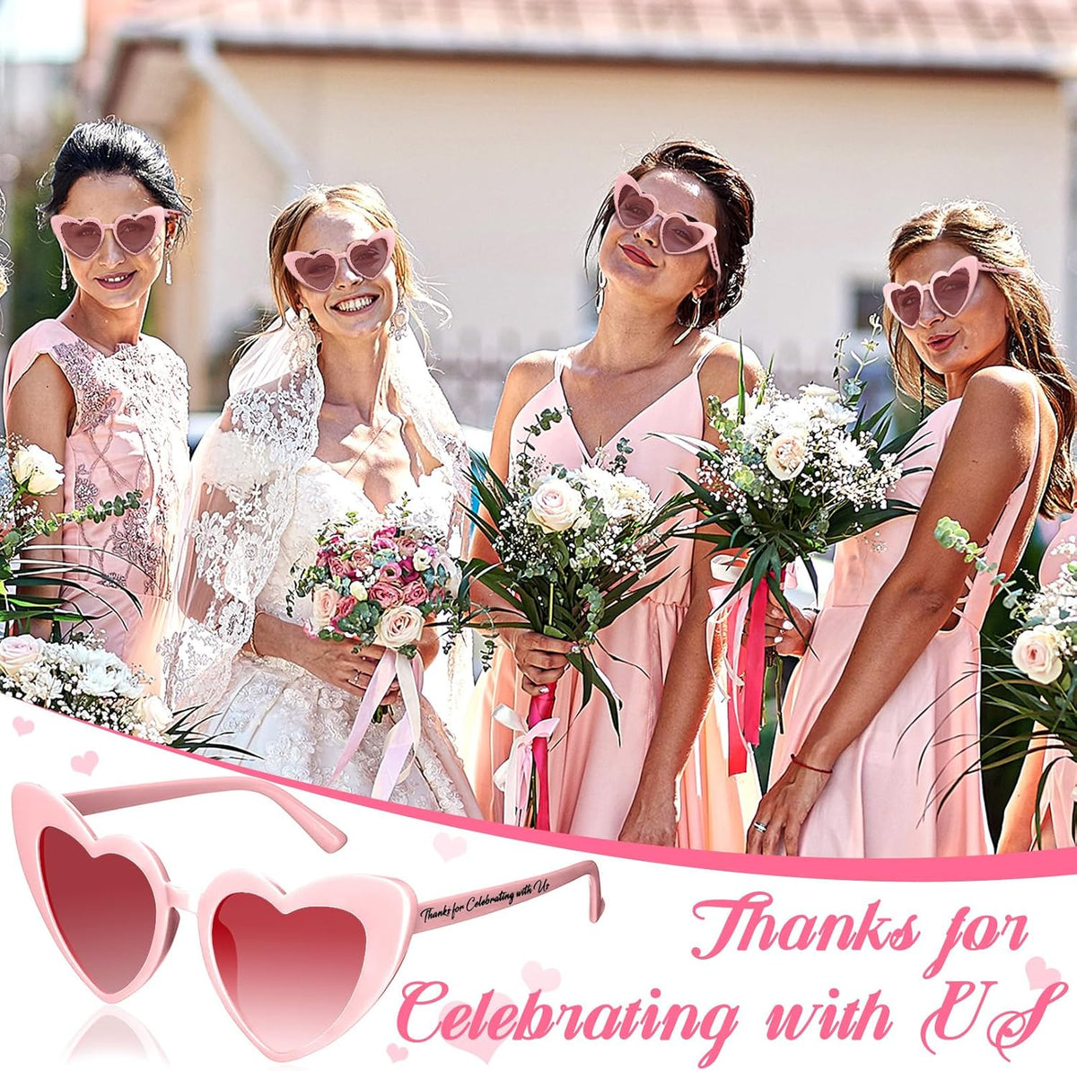 Vabean Wedding Heart Sunglasses Bulk Wedding Gifts Bachelorette Bridal Party Favors for Guests