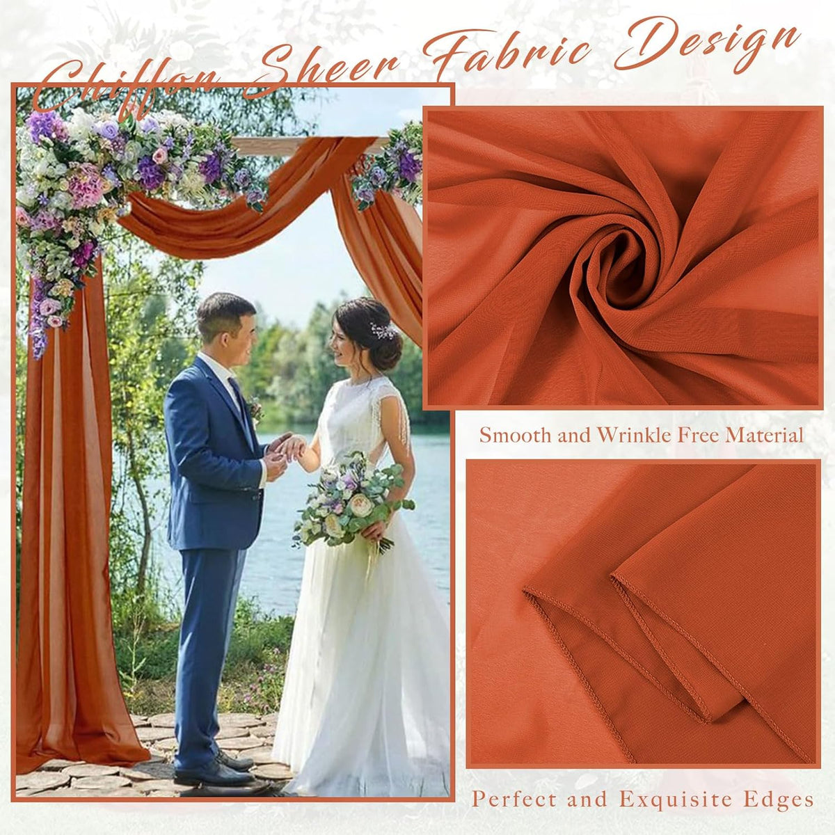 Wedding Arch Draping Fabric 4 Panels 20Ft Length x 28" Width Terracotta Photography Arch Drapes