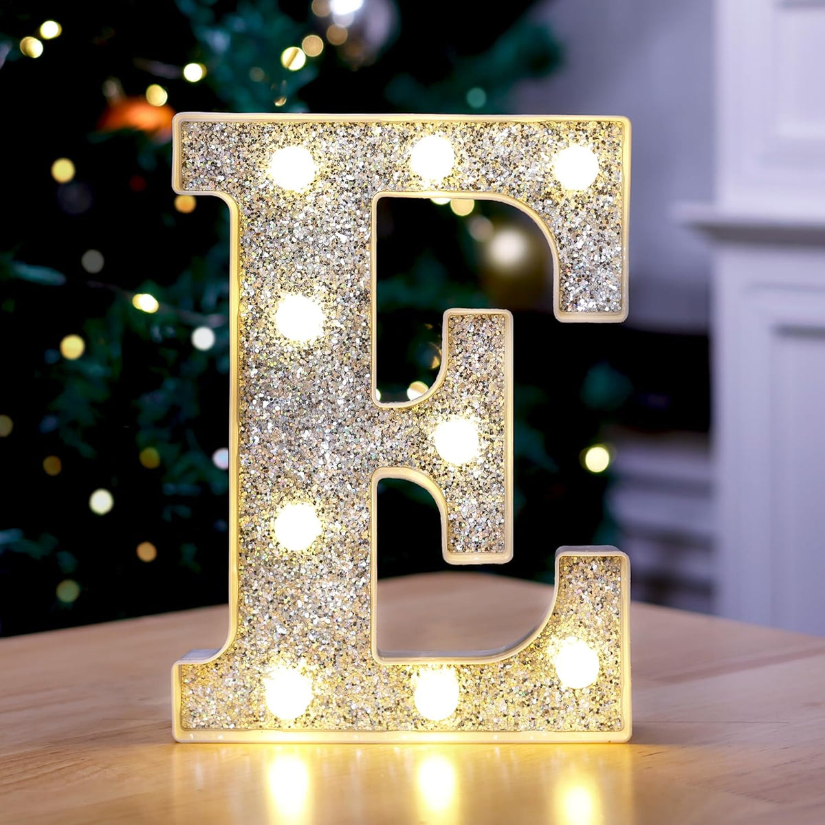 Marquee Light Up Letters, Glitter Silver LED Letter Lights Battery Powered Alphabet Letter Sign for