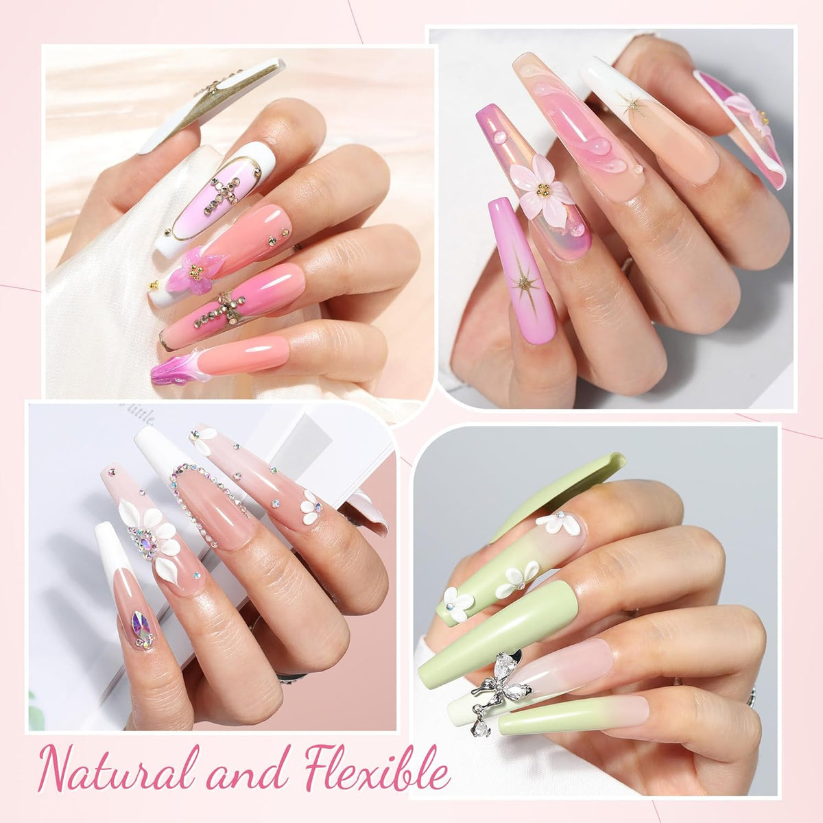 UNA GELLA Extra Long Coffin Nail Tips No C Curve 504PCS XXL Coffin Nails Half Cover Long Coffins