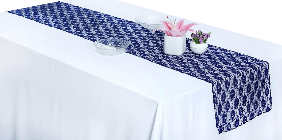 MDS Pack of 25 Wedding 12 x 108 inches Lace Table Runner for Wedding, Decorations for Birthday