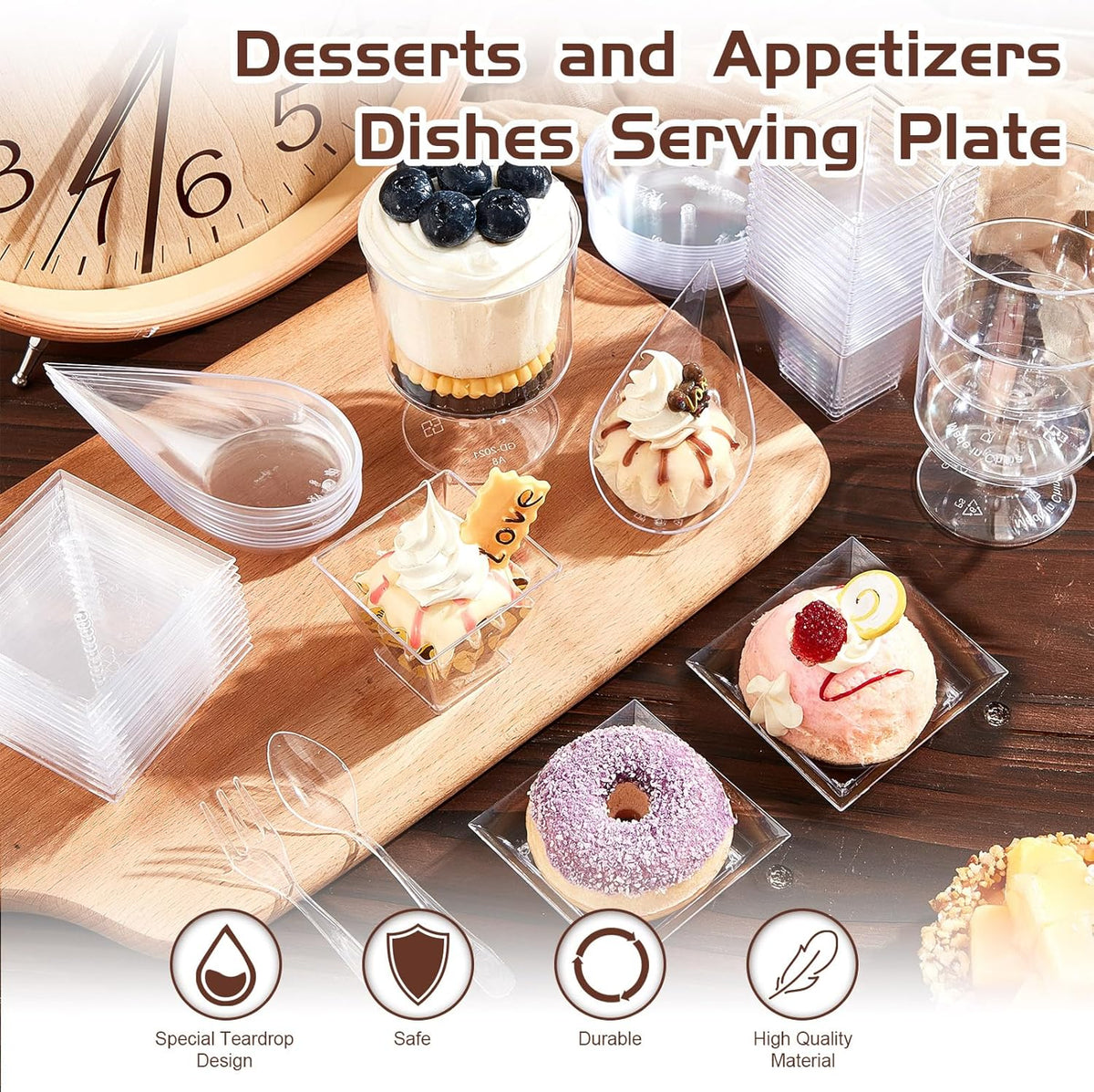 Tessco for you 160 Pcs Mini Appetizer Plates Dessert Cups Spoons Forks Set Dessert Containers