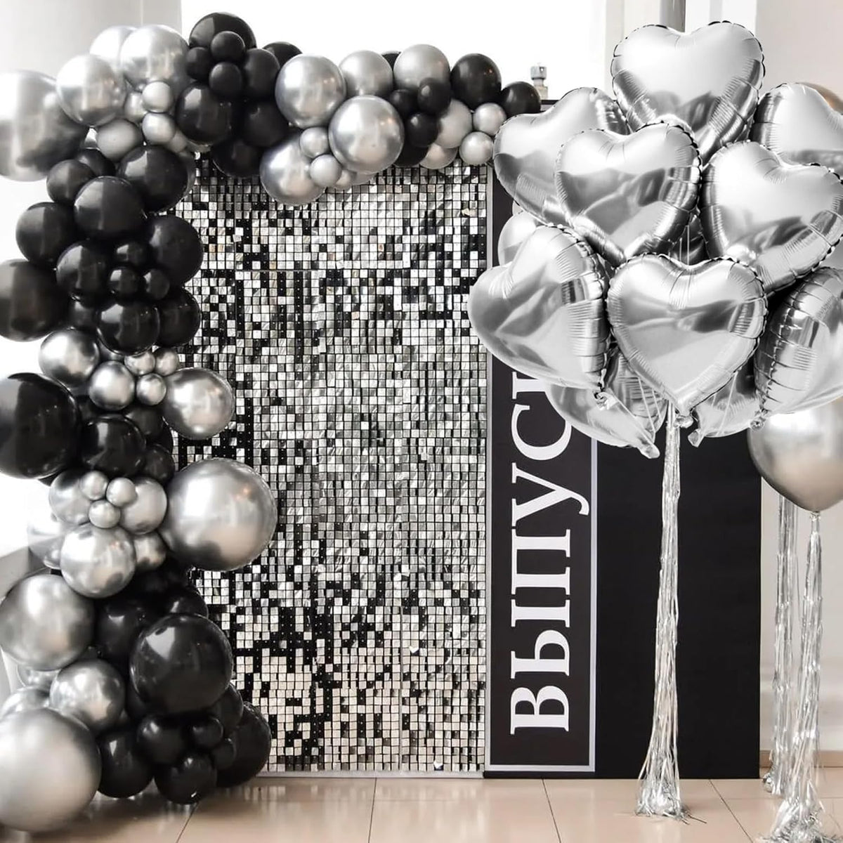 TONIFUL 15Pcs 18 Inch Silver Heart Balloons Silver Heart Shape Foil Mylar Balloons Decoration for