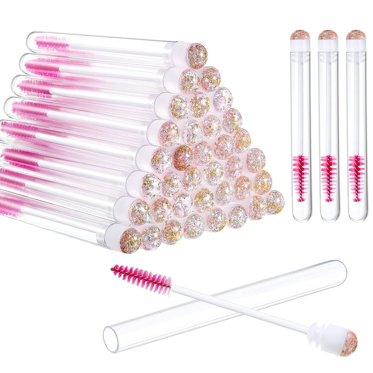 80 Pieces Disposable Mascara Brushes Tubes Set, 40 Pieces Empty Mascara Wand Tube with 40 Pieces