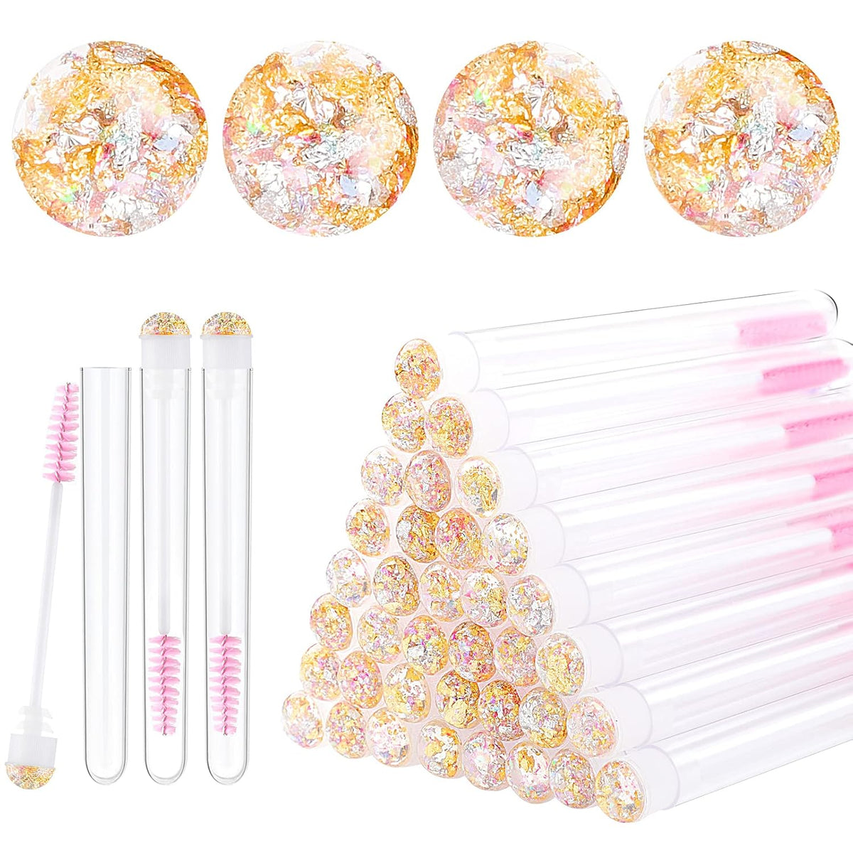 50pcs Eyelash brush Lash Wand Makeup tool Eyelash Extension supplies Cleaning brush Diamond Mascara