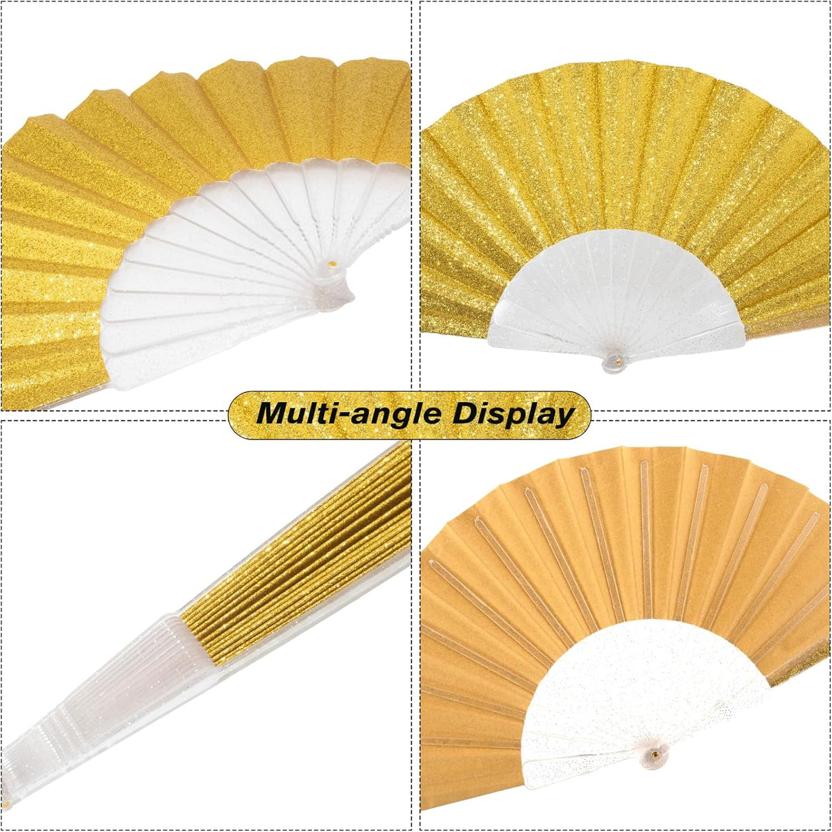 12 Pack Handheld Fan,Folding Hand Glitter Fan with Shining Transparent Fan Rib – Ideal for Wedding