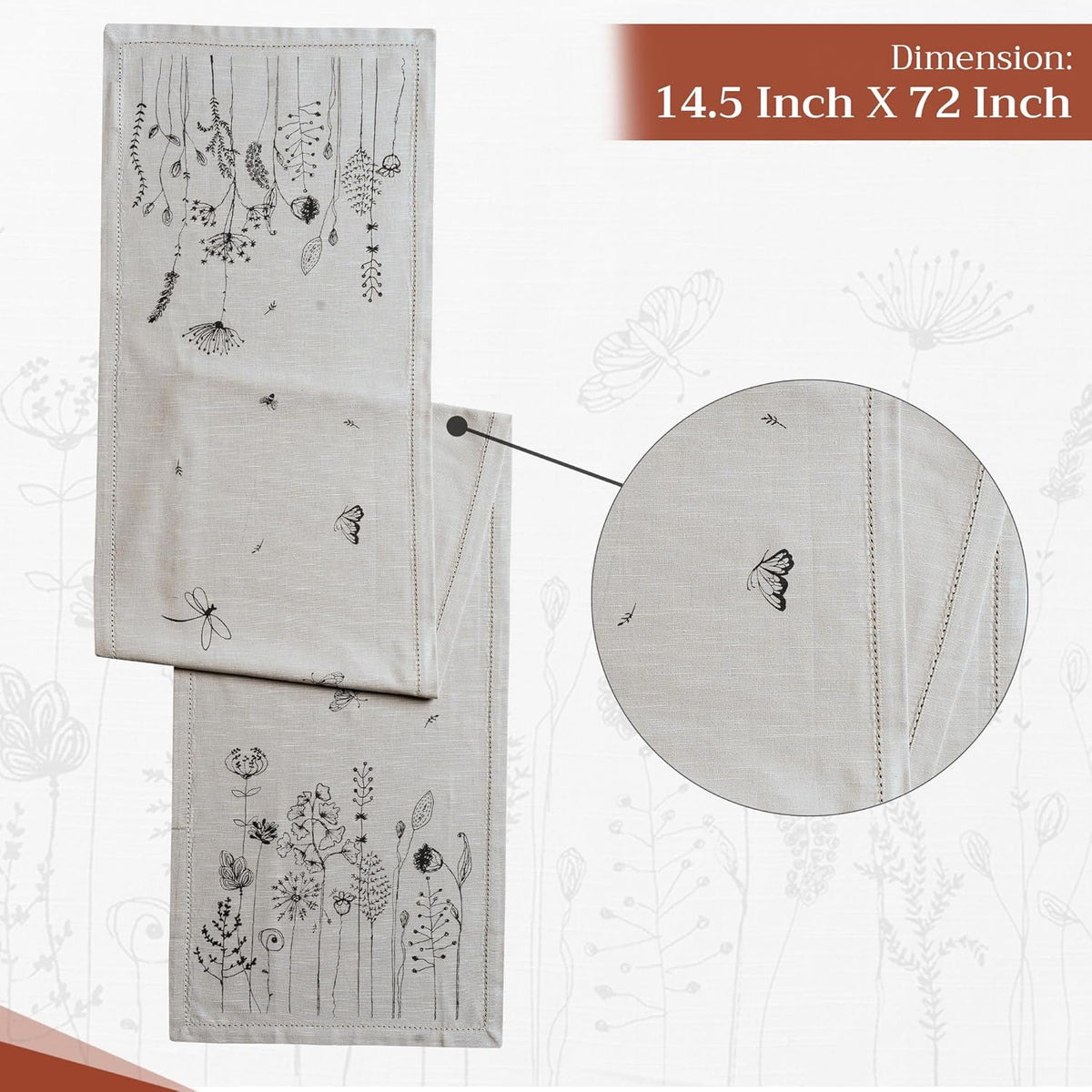 Maison d' Hermine Table Runner 100% Cotton Single Layer Table Runners 72 inches Long Decorative for