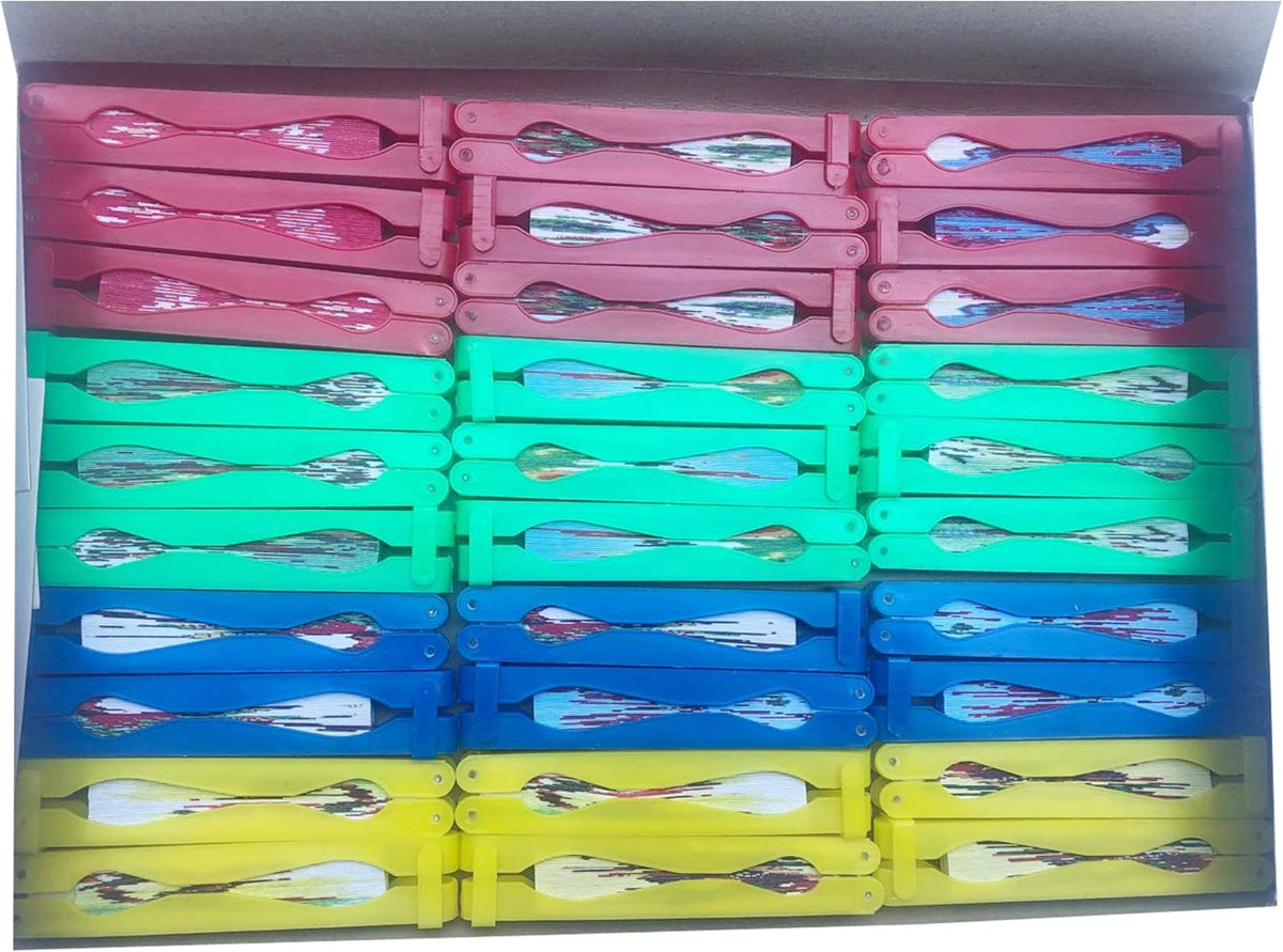 30 Pcs 3.5" Mini Chinese Oriental Handheld Floral Folding Paper Fans Bulk Assortment for Wedding