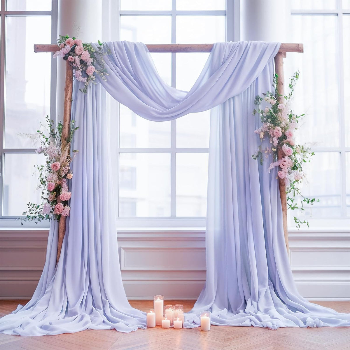 Wedding Arch Draping Fabric,1 Panel 18FT Purple Sheer Chiffon Curtain Drapes 6 Yards for Wedding