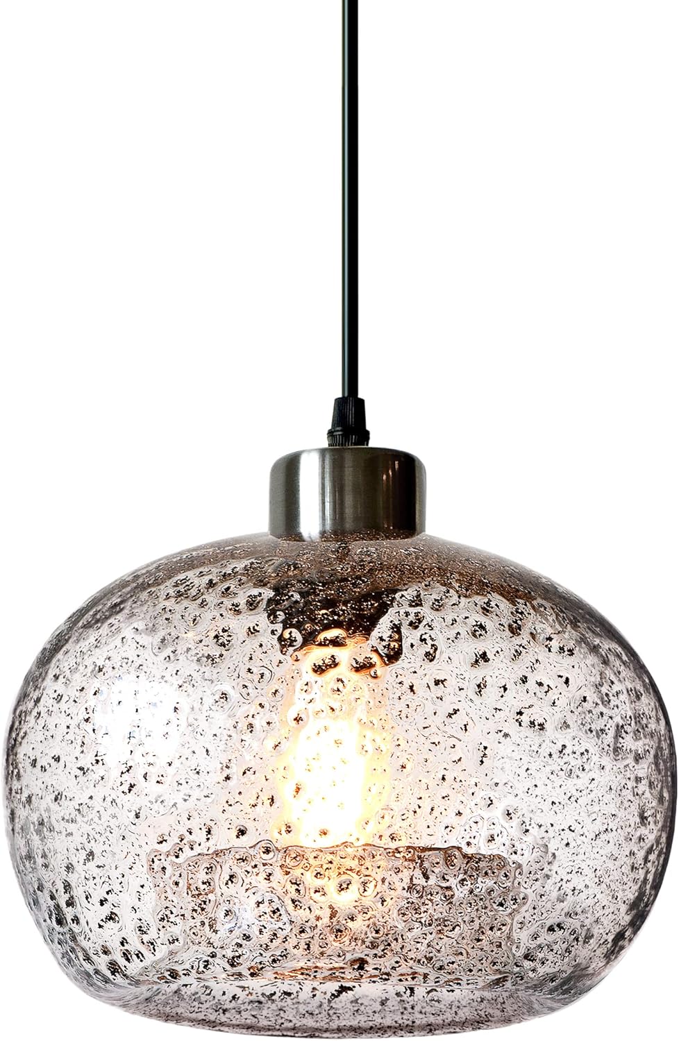 CASAMOTION Pendant Lighting Handblown Glass Drop Ceiling Lights, Modern Rustic Hanging Light Clear