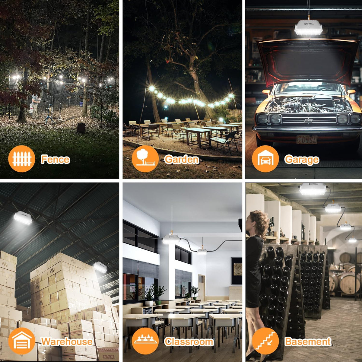 100FT LED Construction String Lights, 150W Super Bright 15000LM Plug in Linkable String Work