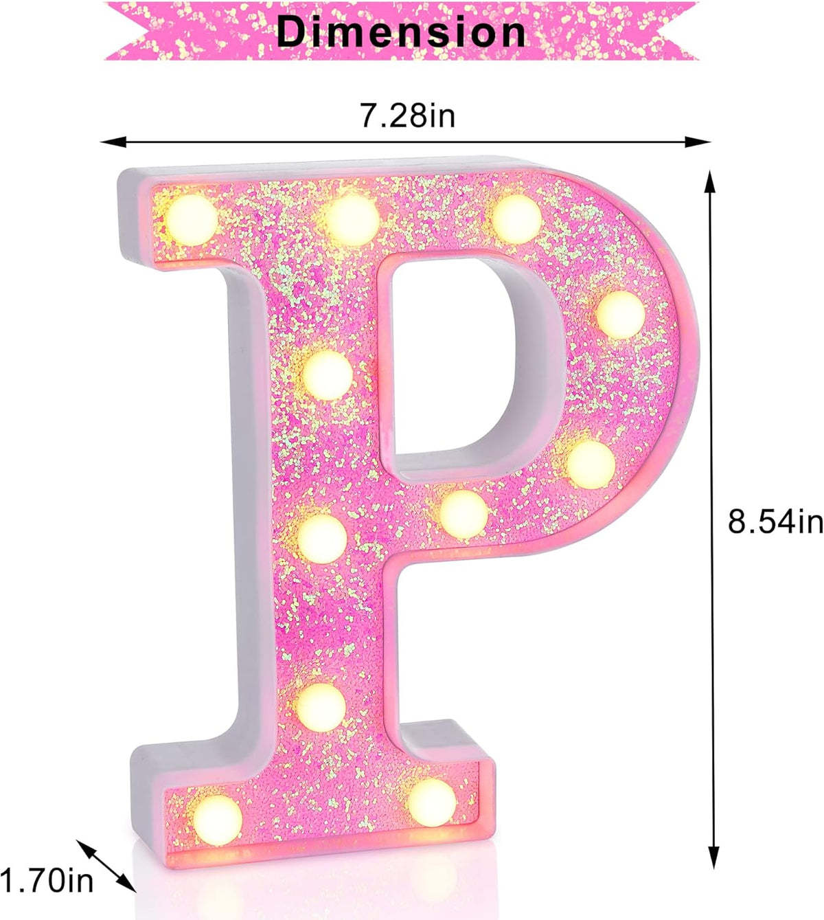 Foaky Pink Light up Letters，Pink Party Decorations,Girls Room Decor,Glitter Light Up
