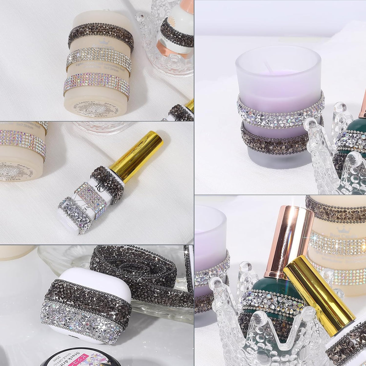 Rhinestone Ribbon 6 Yards Self Adhesive Rhinestone Strips Diamond Ribbon Sticker Crystal Roll