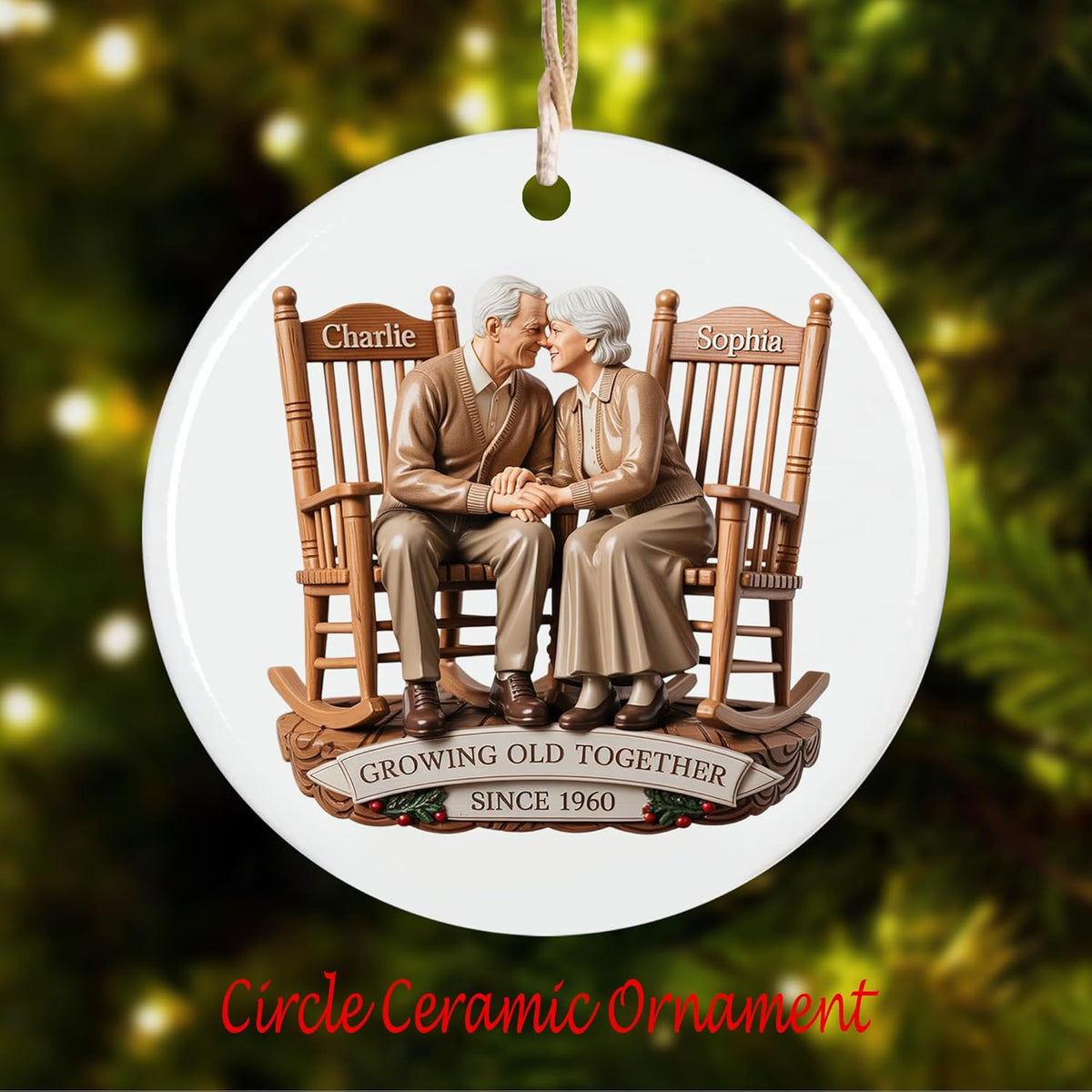 Love Signal Growing Old Together Christmas Ornament, Personalized Couple Ornaments for Christmas