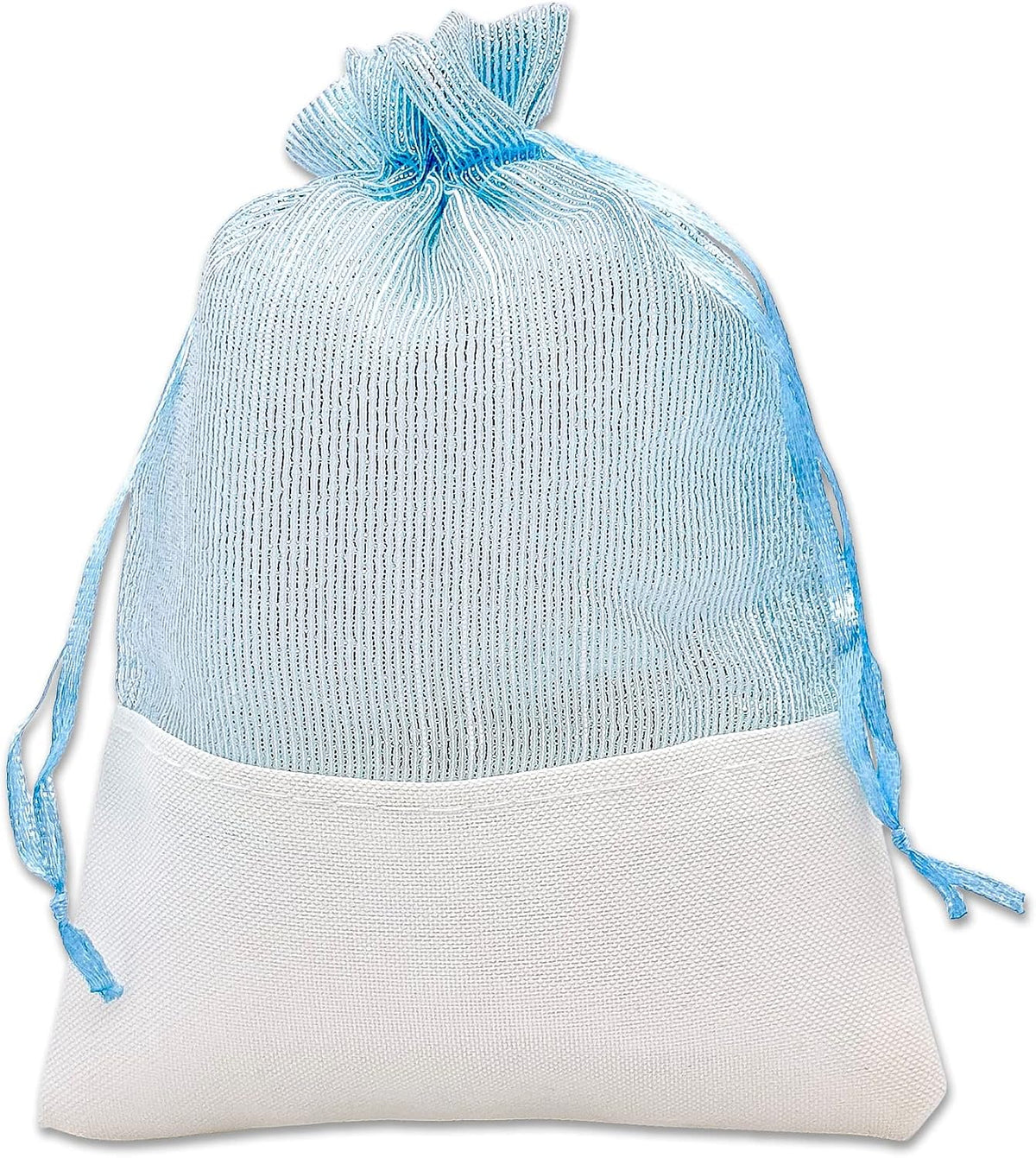 TheDisplayGuys For Your Modern Living 24-Pack Linen & Blue Organza Gift Bags with Drawstrings