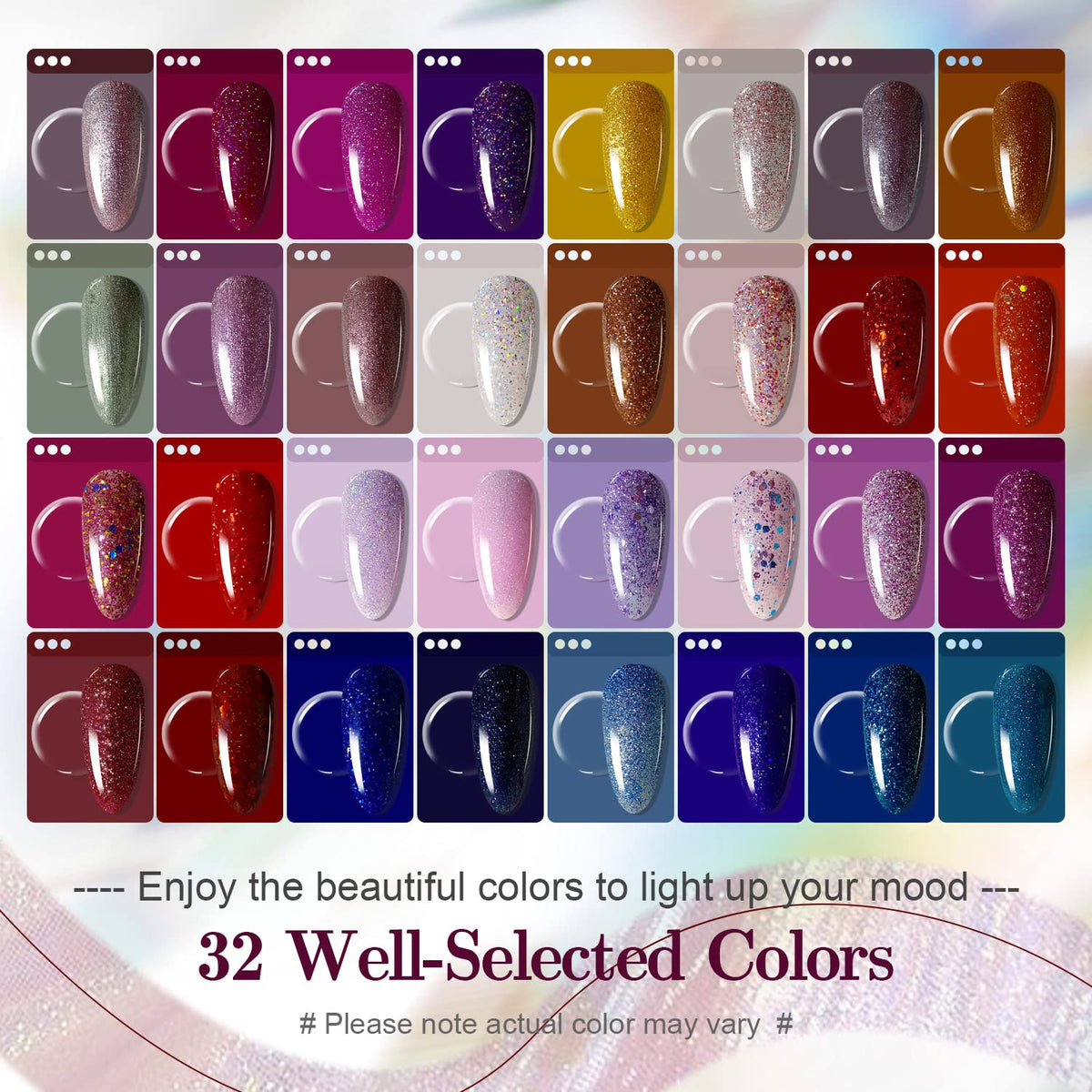 JODSONE Gel Nail Polish Shiny High Gloss Surface Strengthening Glitter Minimalistic Artistic