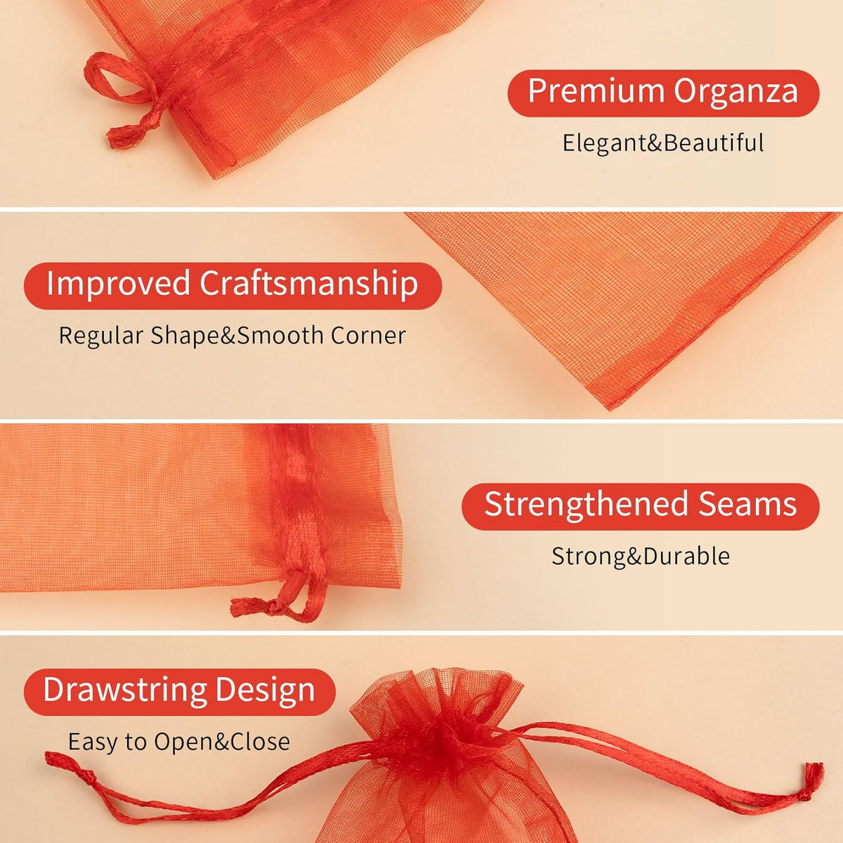 50 Pcs 5x7 Inch Organza Bags, Mesh Bags Drawstring Treat Bag Jewelry Pouch Bag for Christmas Gift