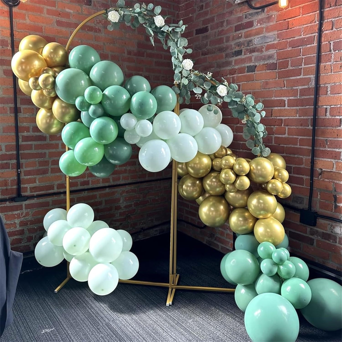Sage Green Balloons Set, 60Pcs 12 Inch Olive Macaron Pastel Green Balloons with Metallic Confetti