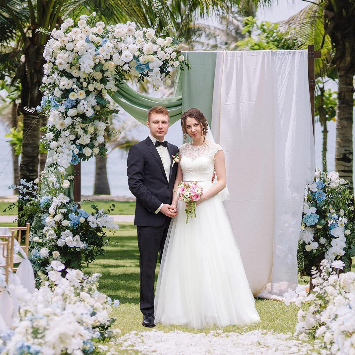 7.2FT Wooden Wedding Arch Square Wood Arches Arbor Backdrop Stand for Ceremony Indoor Outdoor