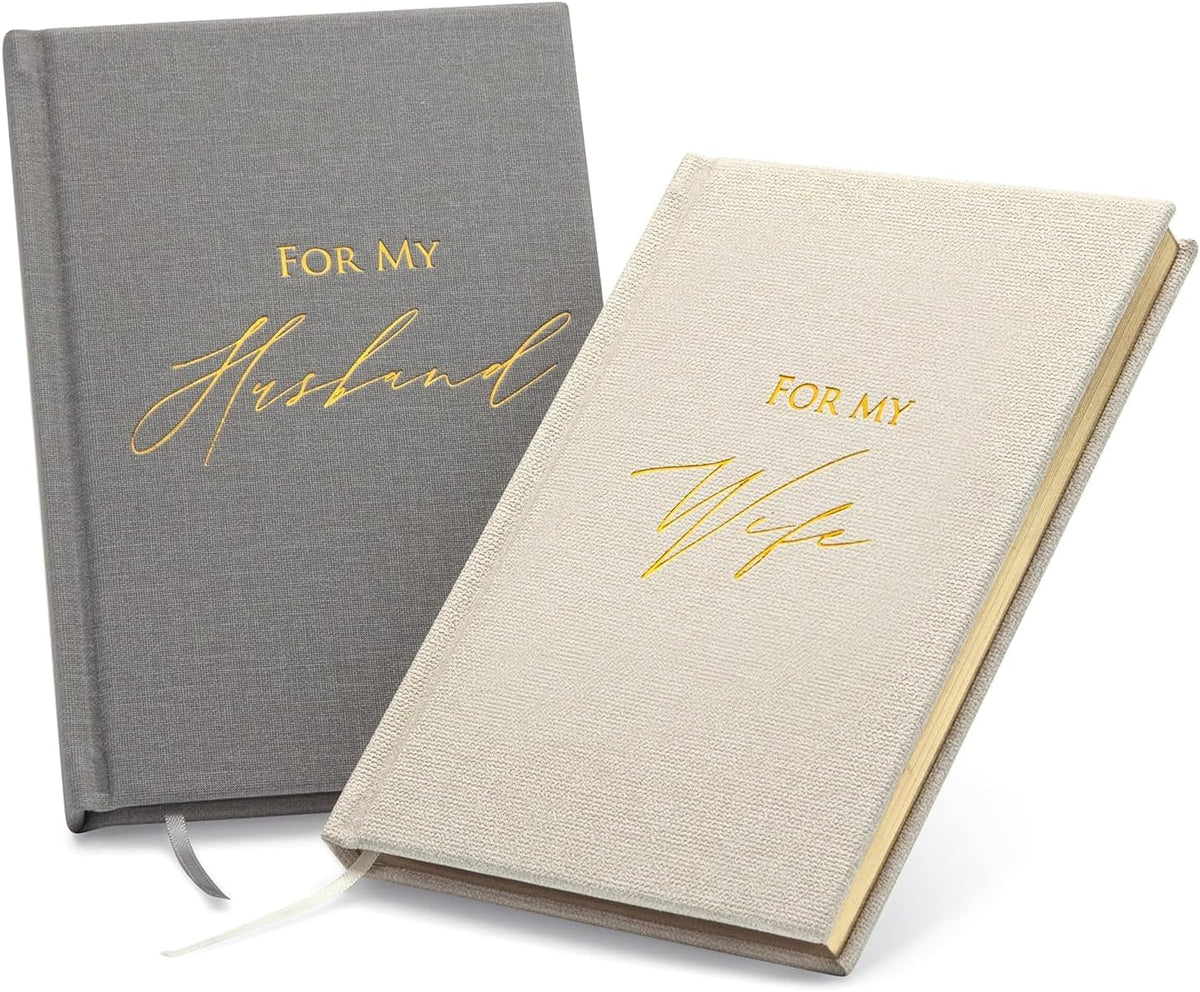 MUUJEE Hard Cover Vow Books (Set of 2) - Foil Embossed Wedding Ceremony Vow Renewal Speech Books