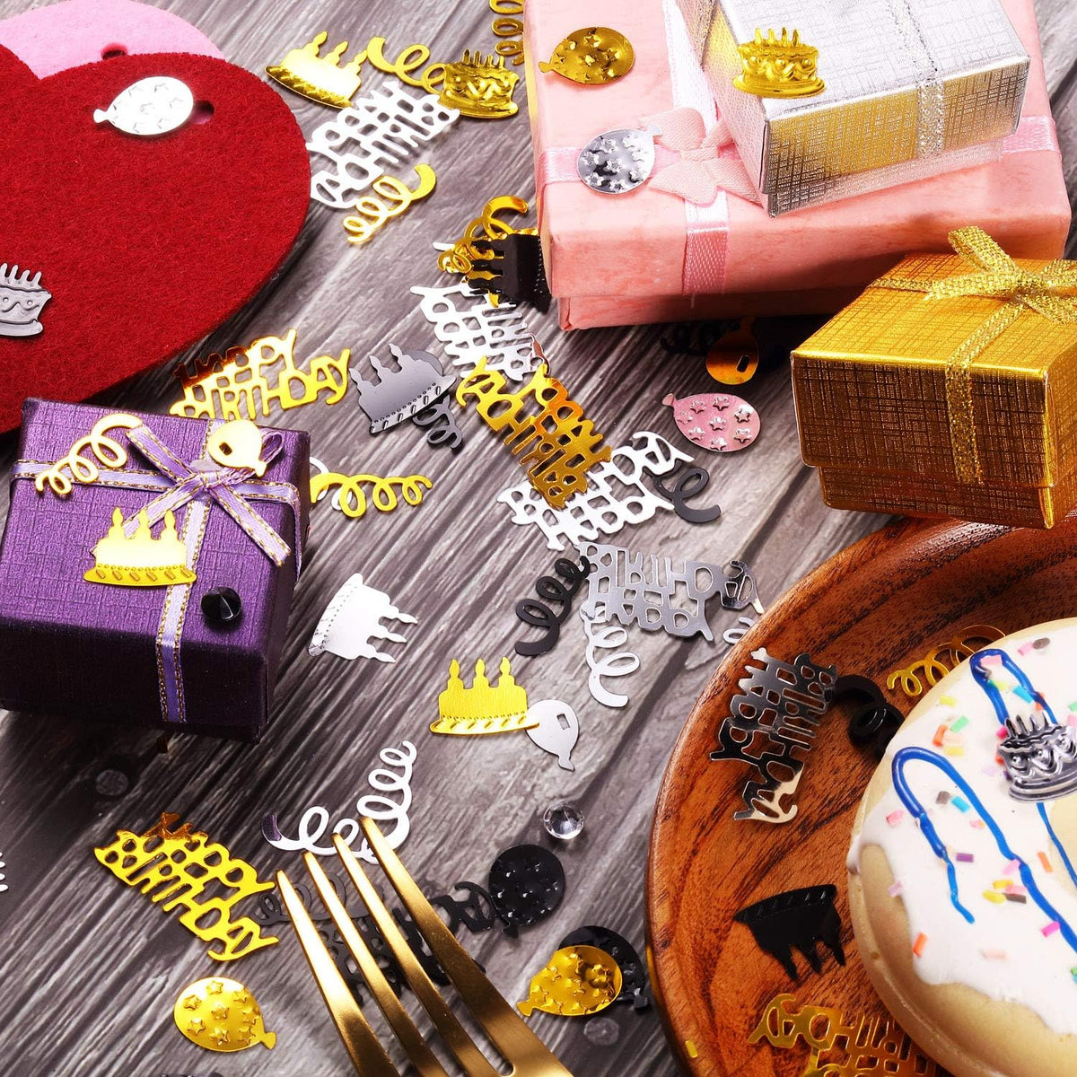 WILLBOND 3000 Pieces Happy Birthday Confetti Birthday Party Cake Confetti Metallic Foil Balloon