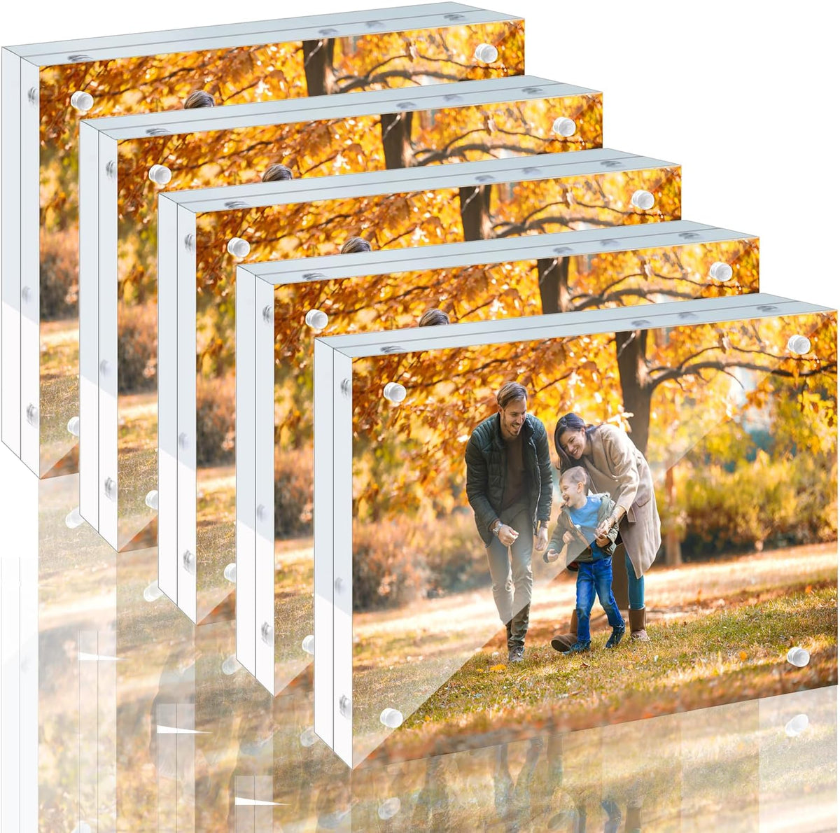 5 Pack 8x10 Acrylic Picture Frames - 20% Thicker Double Sided Magnetic Frame with UV Protection