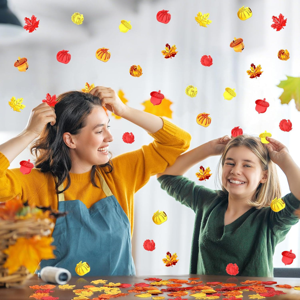 MARFOREVER Fall Thanksgiving Glitter Confetti, Fall Party Decorations Autumn Metallic Foil Confetti