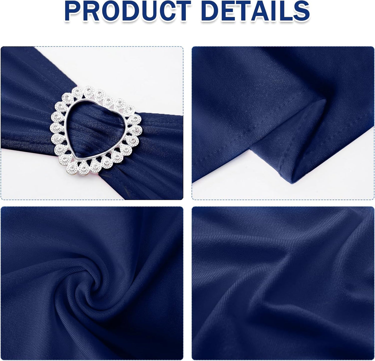 Howhic Pack of 120 Spandex Chair Sashes Bows Stretch Chair Cover Band with Buckle Slider Universal