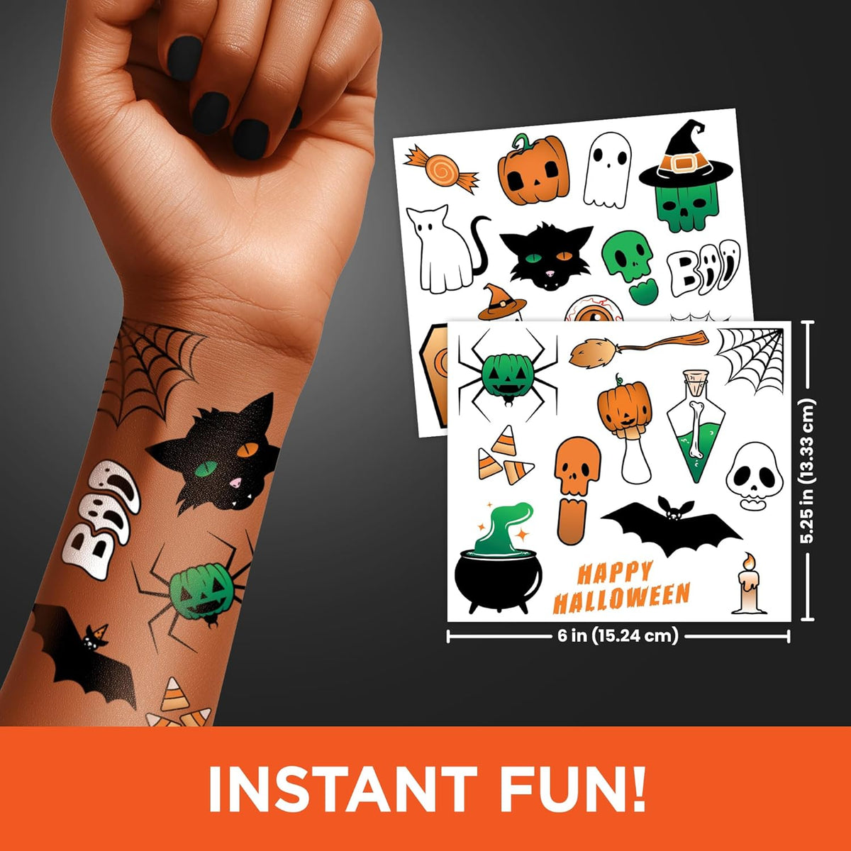 Spooky Halloween Temporary Tattoos Variety Pack – 100+ Scary Designs for Kids & Adults, Includes