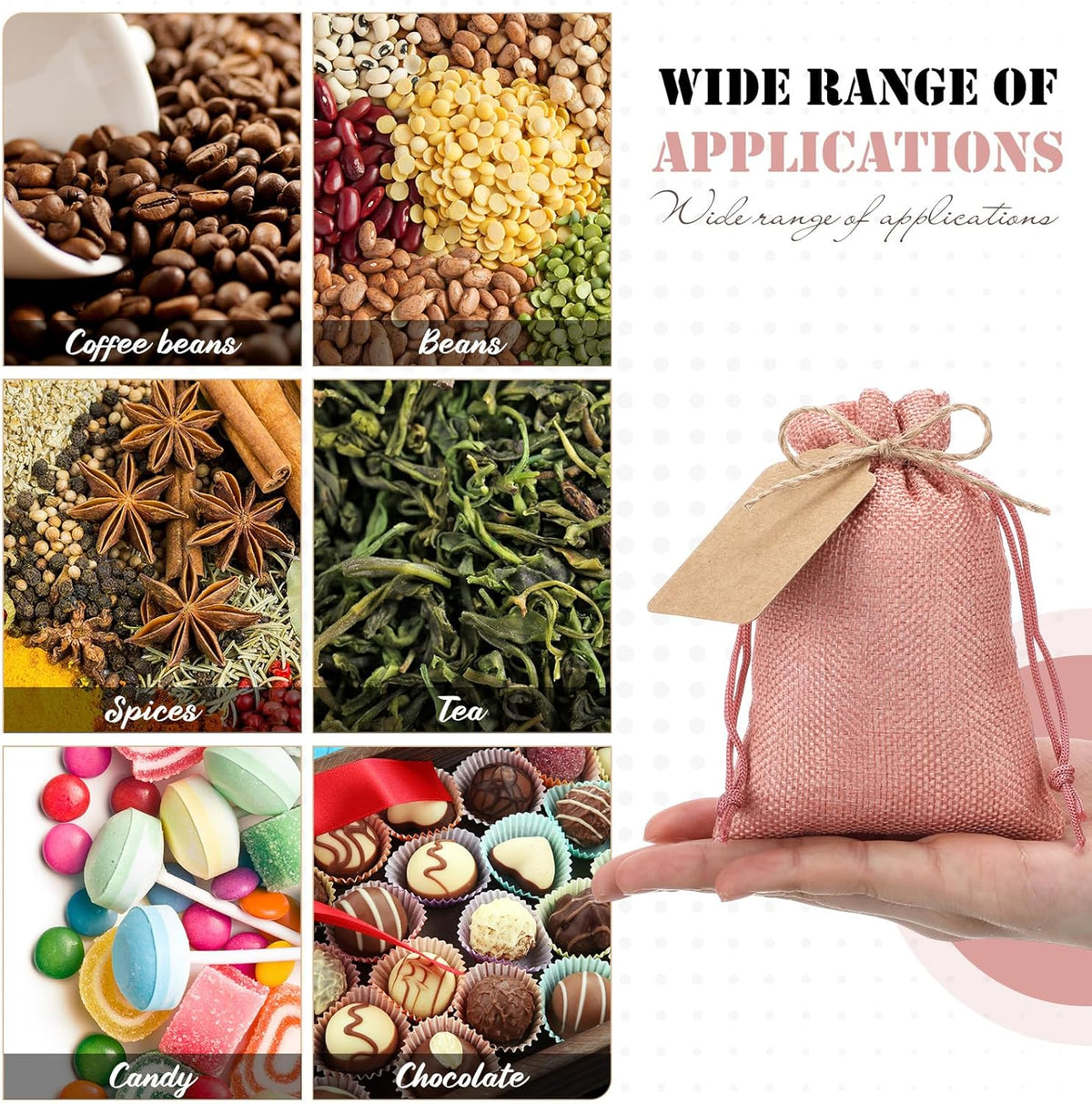 Woanger 100 Pcs Burlap Gift Bags with 100 Pcs Kraft Paper Gift Tags Drawstring Favor Bulk Burlap