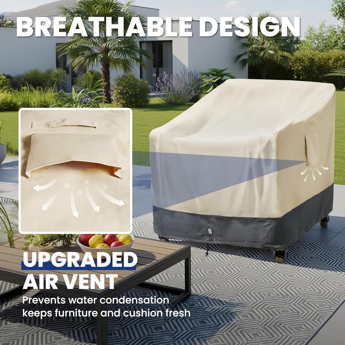 Extra Heavy Duty Patio Chair Covers Waterproof - 2 Pack Patio Furniture Seat Covers for Outdoor