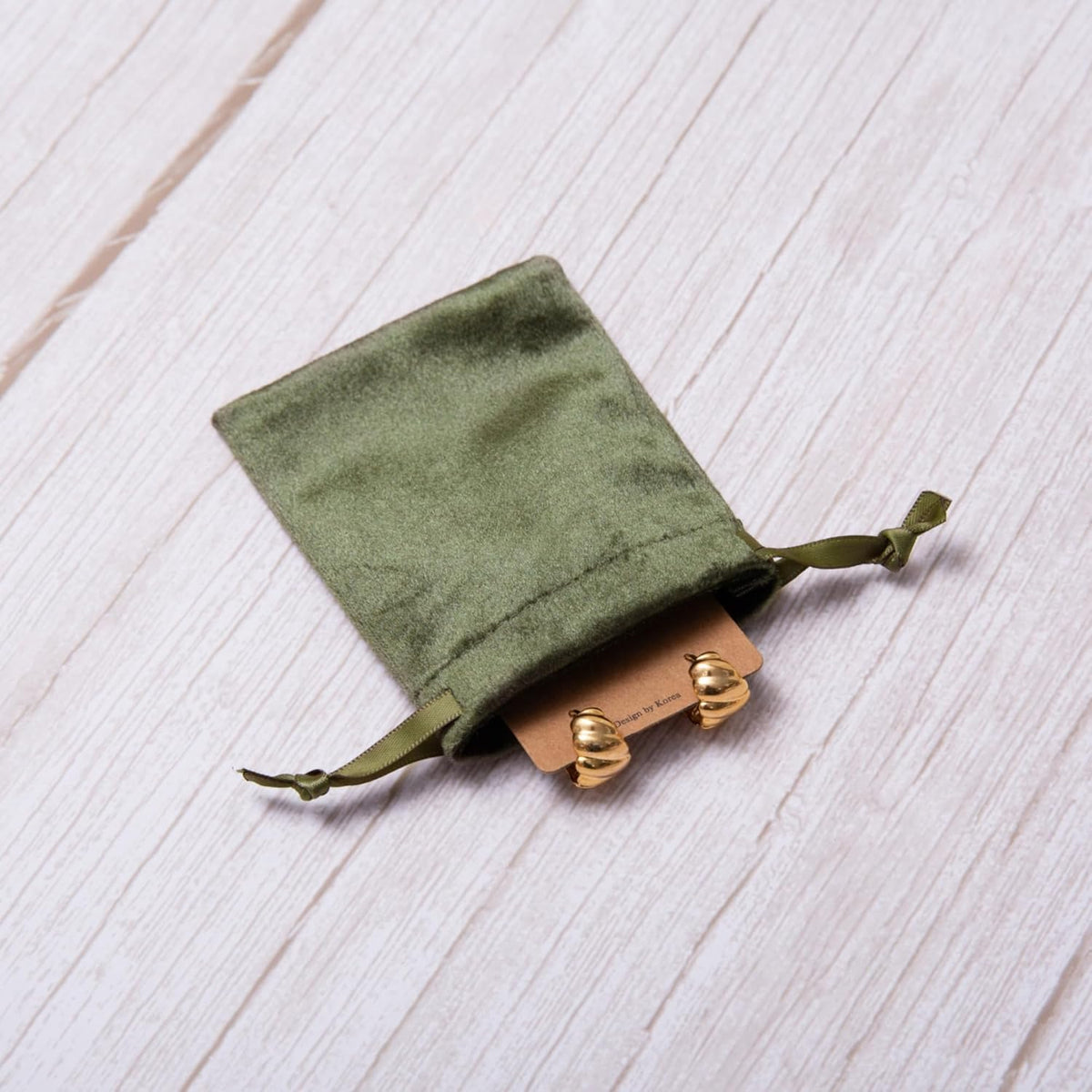 QIANF 12pcs Moss Green Velvet Drawstring Bags 3x4 inches Glossy Small Velvet Cloth Gift Bags