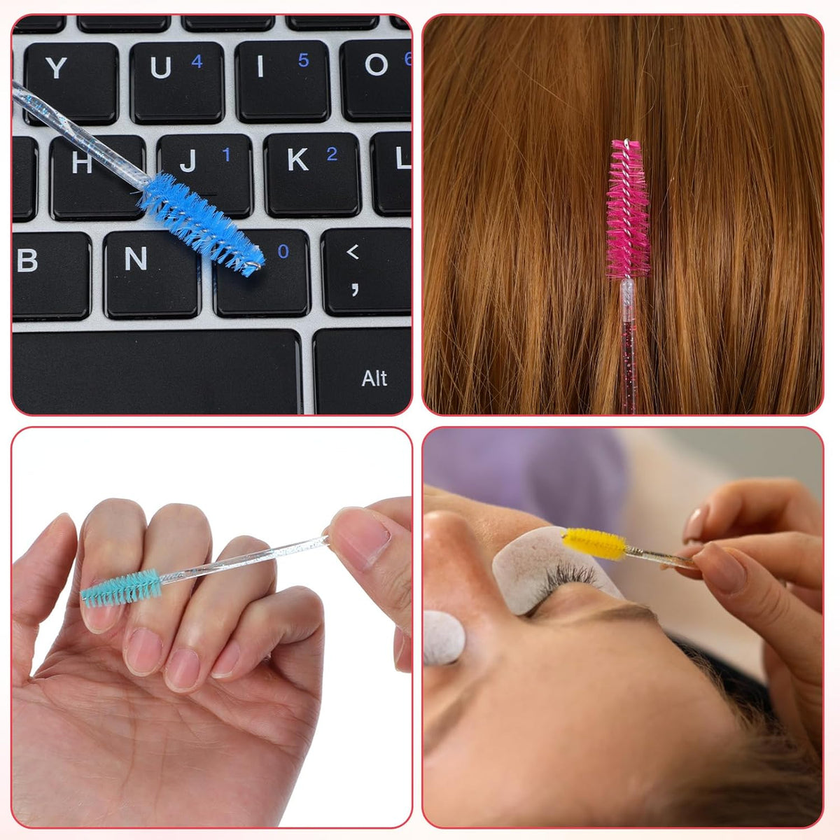 1000 Pcs Disposable Mascara Wands, Colorful Spoolies for Eyelash Extensions, Bulk Eyebrow Comb