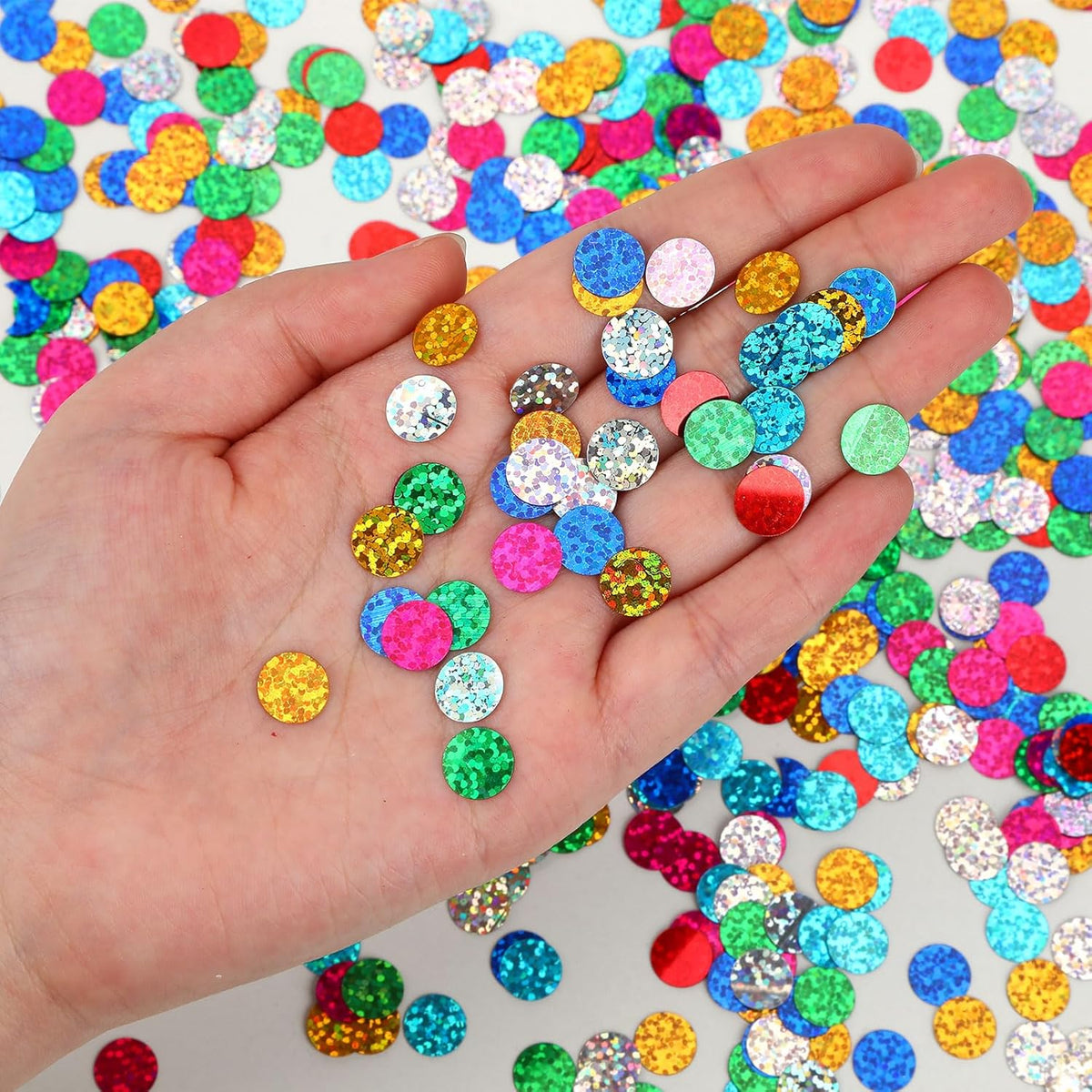 MARFOREVER Multicolor Sparkle Foil Confetti, Glitter Round Confetti Birthday Scatter Table Metallic
