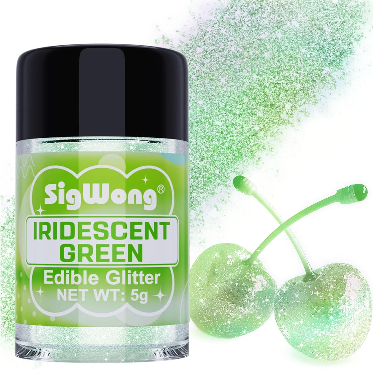 Iridescent Green Edible Glitter - 5g Food Grade Cake Decorating Shimmering Glitter, Edible Sprinkle