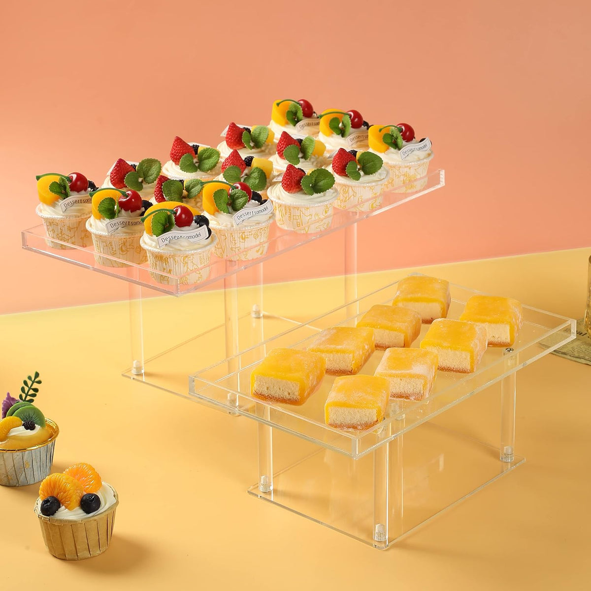3 Pack Dessert Table Display Set, Clear Acrylic Desert Stands Buffet Risers for Cupcakes Dessert
