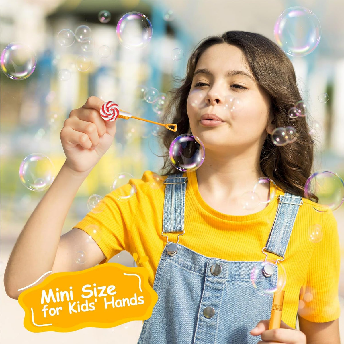 AFZMON 24 Candyland Party Favors Bubble Wands for Kids, Sweet Candy Mini Bubbles Wand Toys