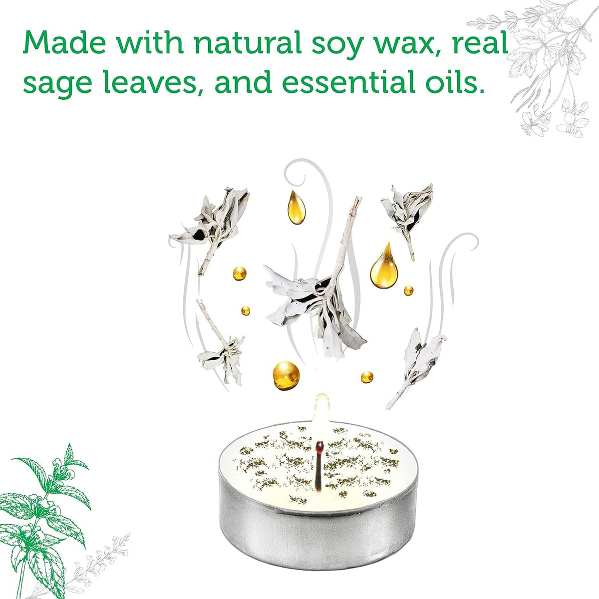 SOUL STICKS 12 Pack Little Smudgies Tealight Candles Smudge Candle for Cleansing House, Meditation