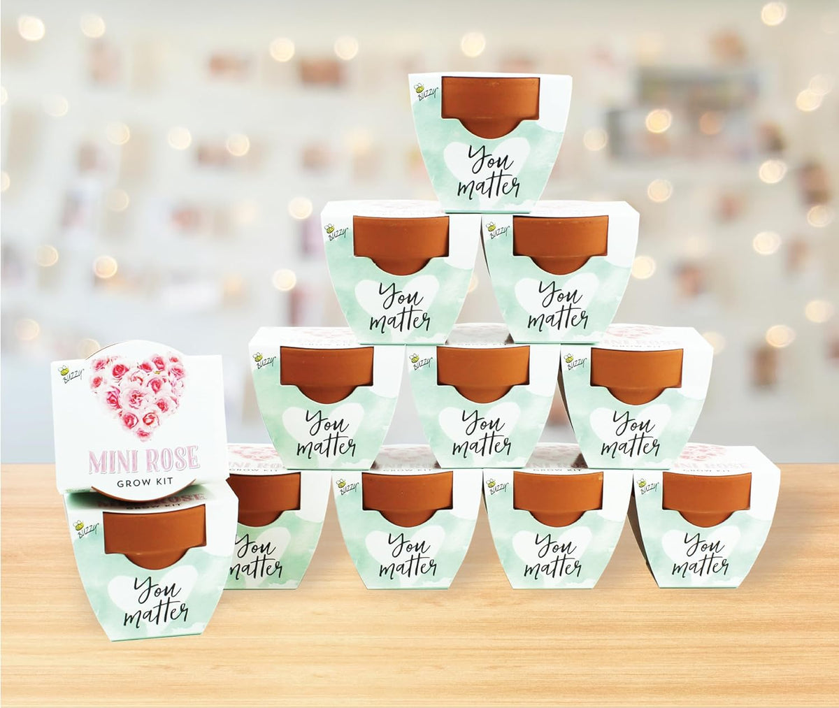 BUZZY Seeds Love Collection Mini Rose Terracotta Grow Pots, 12-Pack Gardening Kit Ideal for Wedding
