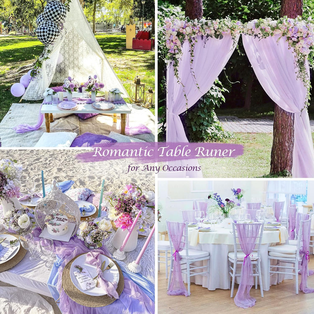 Lilac Purple Cheese Cloth Table Runner Boho Romantic 10ft Gauze Cheesecloth Table Runner for Baby