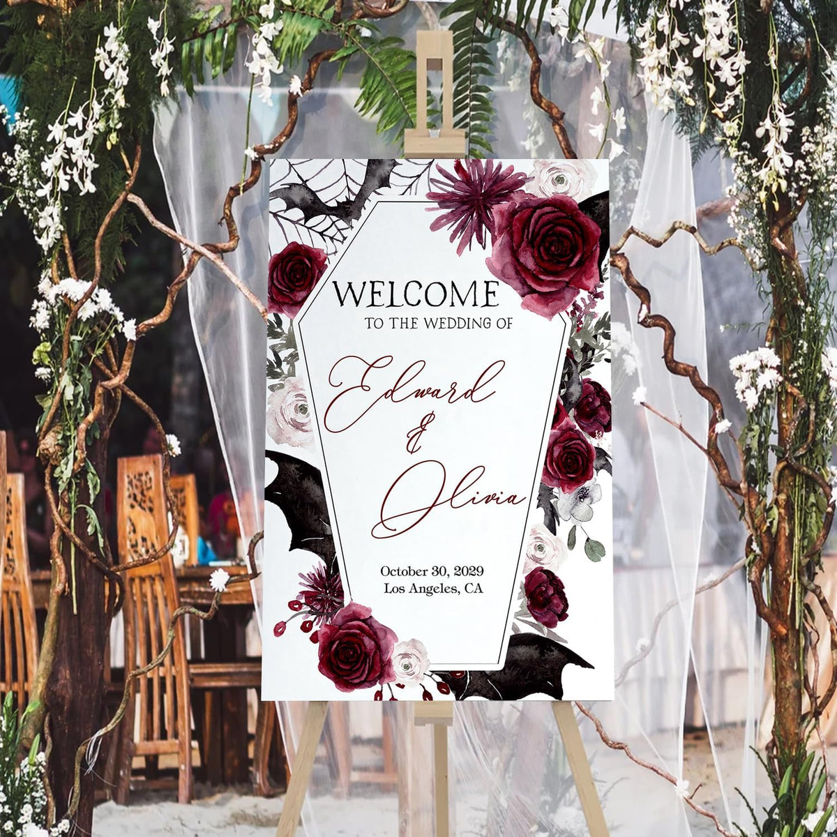 Halloween Wedding Welcome Sign, Wedding Sign, Halloween Wedding Sign, Wedding Decorations, Black