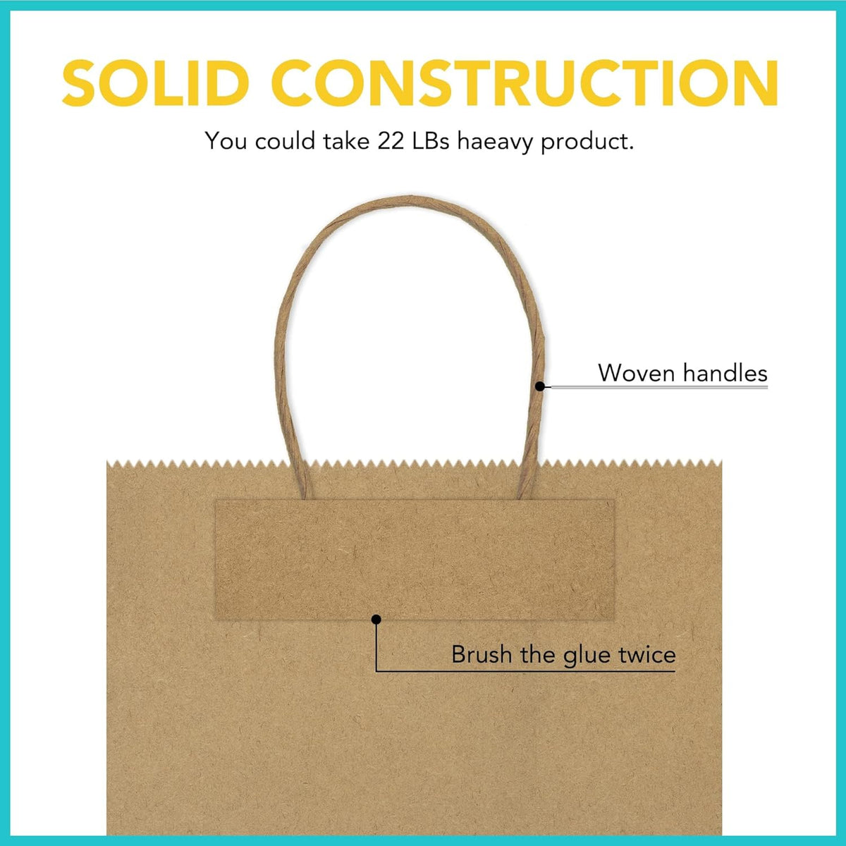 GSSUSA 16x6x12 Large Paper Bags with Handles 200Pcs, Valentine's Day Gift Bag, Bags for Small
