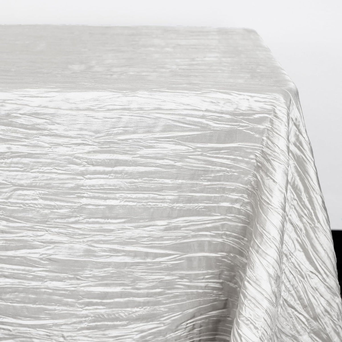 YOUR CHAIR COVERS - 90 x 132 Inch 6ft White Rectangular Crinkle Taffeta Tablecloth – Elegant Table
