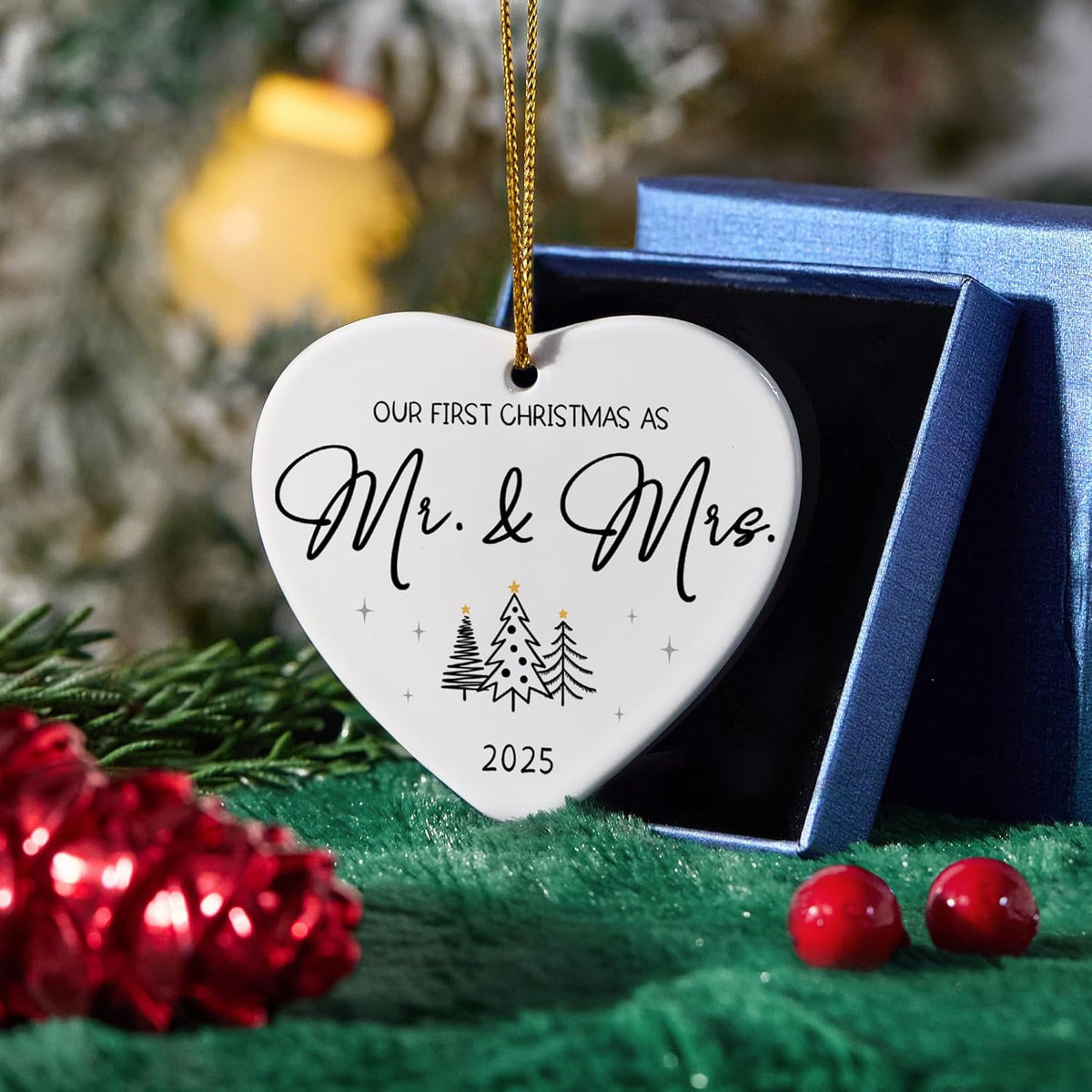 Wedding Gifts for Couples 2025,First Christmas Married Ornament 2025 Mr and Mrs Gifts,Bridal Shower