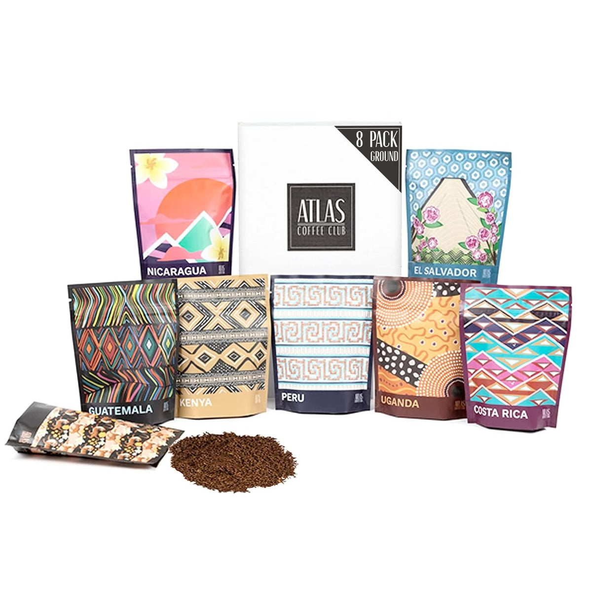 Atlas Coffee Club World of Coffee Discovery Set - Gourmet Coffee Gift Sampler - 8-Pack Variety Box