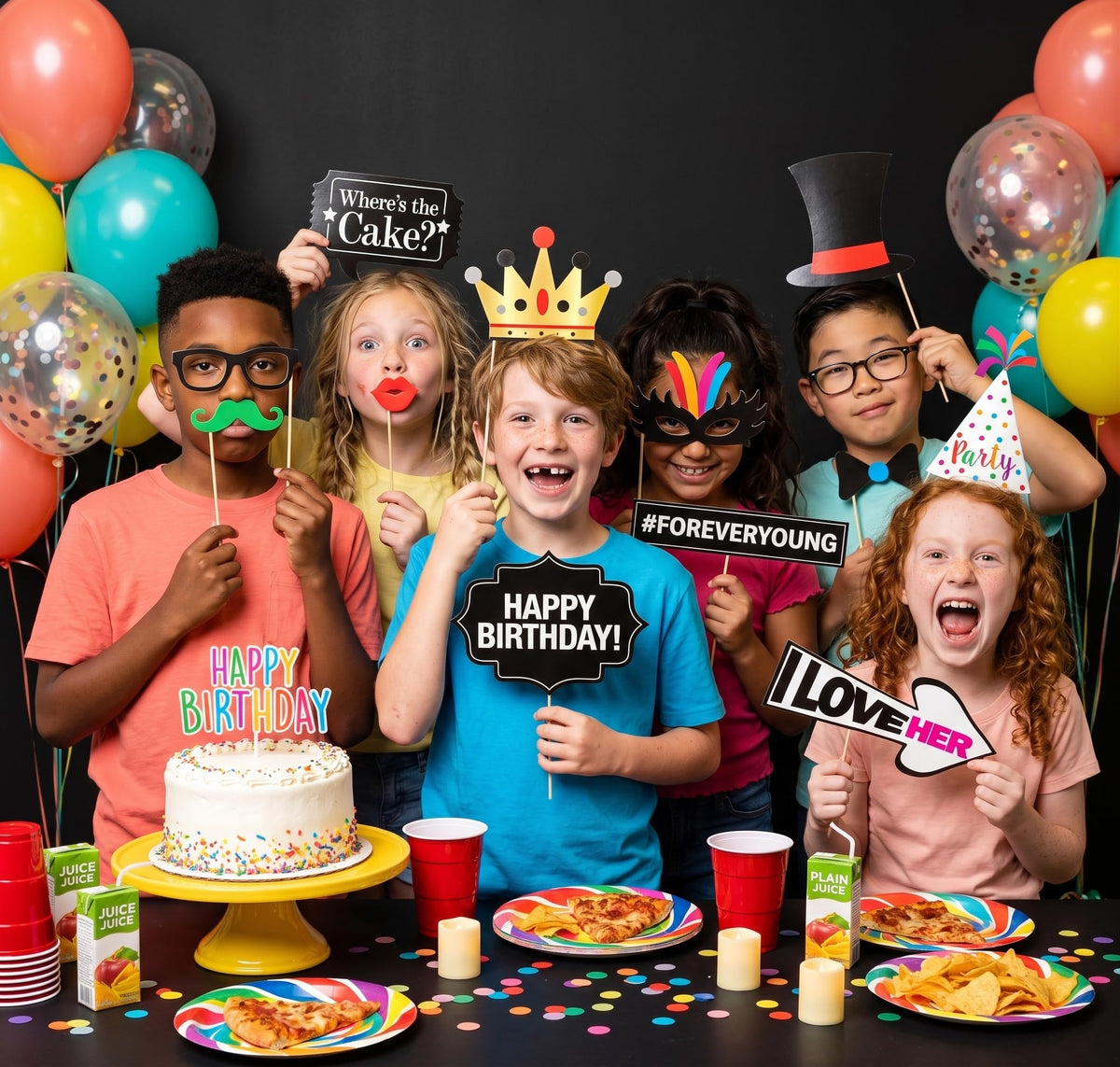 Funny Birthday Photo Booth Props - 47 Pieces - Funny Birthday Party Supplies for Him or Her - Photo